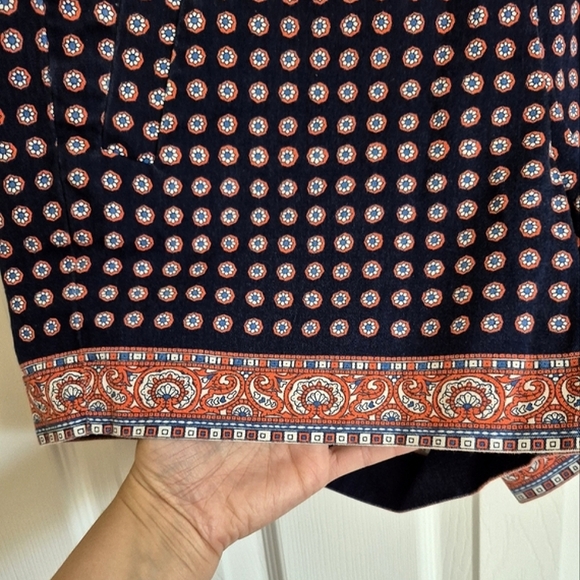 J. Crew Navy Blue Floral Boho‎ Paisley Cotton Shorts Womens 8 - Picture 15 of 16